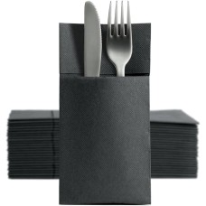 Χαρτοπετσέτες 38x38cm 2φυλλες Μαύρο Pocket Laminate — 100τμχ
