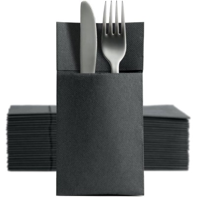 NAPKINS 2-PLY BLACK ( 38X38) POCKET LAMINATE 100 Pcs