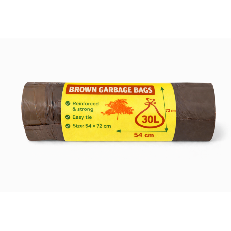 Reinforced Brown Garbage Bags 30L – 20 pcs (54x72 cm)