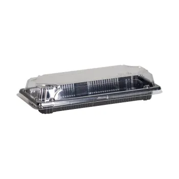 PS Sushi Trays N.10 and Transparent Lid (SET) 22x9x2cm. 50 Pcs.