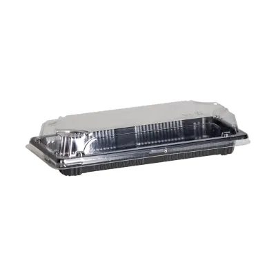 PS Sushi Trays N.10 and Transparent Lid (SET) 22x9x2cm. 50 Pcs.