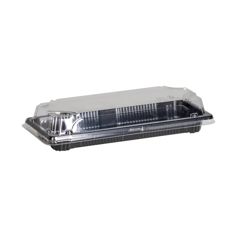 PS Sushi Trays N.10 and Transparent Lid (SET) 22x9x2cm. 50 Pcs.