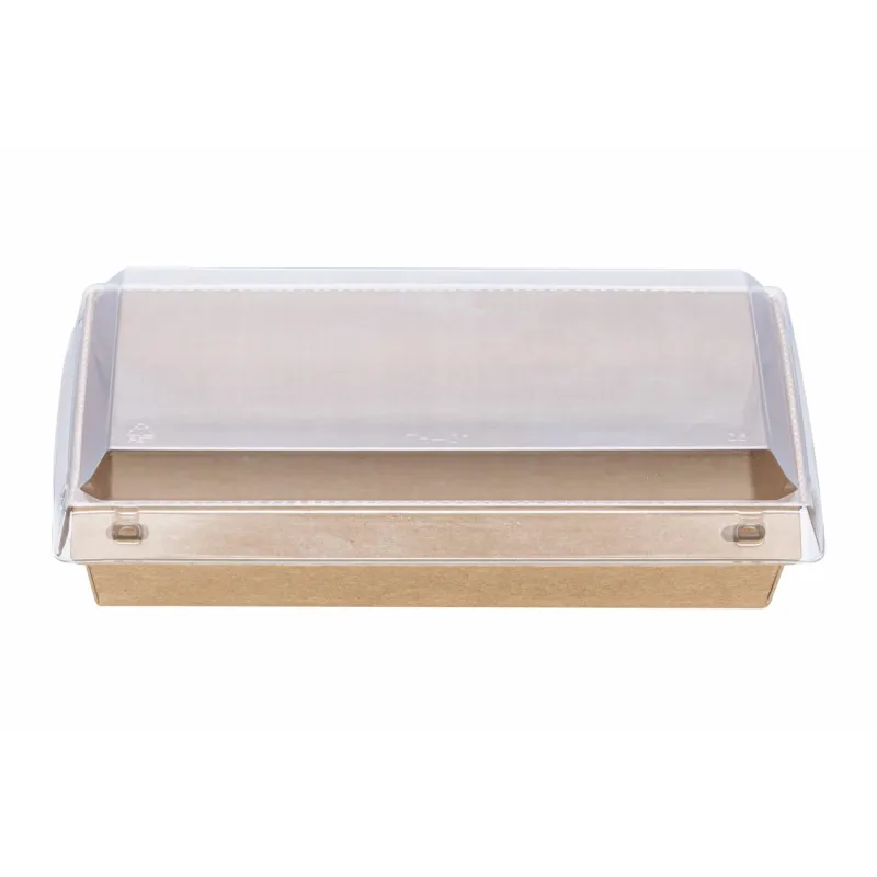 Kraft Paper Food Containers 700 ml (17x11x4,5) with PET Safelock Lid (SET) 30 Pcs.