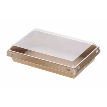 Kraft Paper Food Containers 700 ml (17x11x4,5) with PET Safelock Lid (SET) 30 Pcs.