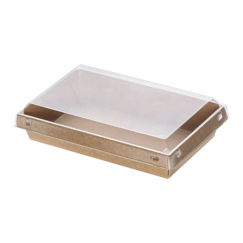 Kraft Paper Food Containers 700 ml (17x11x4,5) with PET Safelock Lid (SET) 30 Pcs.