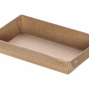 Kraft Paper Food Containers 700 ml (17x11x4,5) with PET Safelock Lid (SET) 30 Pcs.