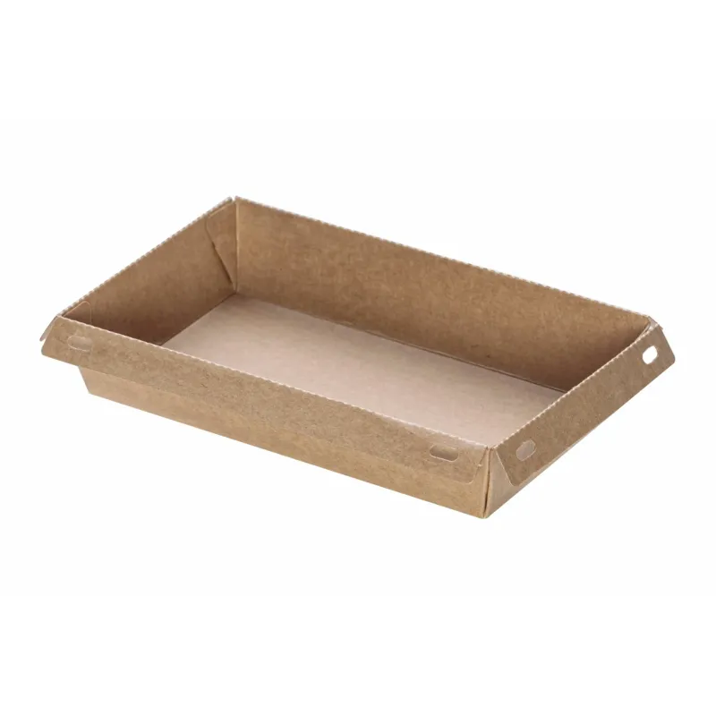 Kraft Paper Food Containers 700 ml (17x11x4,5) with PET Safelock Lid (SET) 30 Pcs.