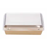 Kraft Food Container 700ml 17x13x5.5cm, PET Lid — 25 pcs