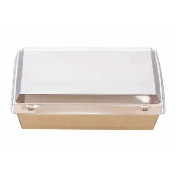 Kraft Paper Food Containers 700 ml (17x13x5,5) with PET Safelock Lid (SET) 25 Pcs.