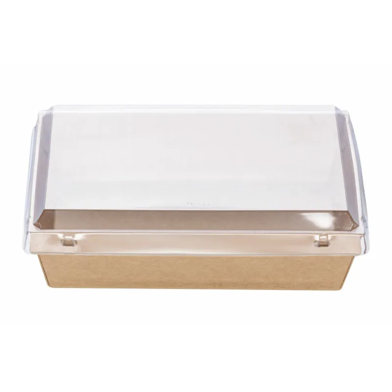 Kraft Paper Food Containers 700 ml (17x13x5,5) with PET Safelock Lid (SET) 25 Pcs.