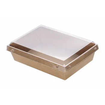 Kraft Paper Food Containers 700 ml (17x13x5,5) with PET Safelock Lid (SET) 25 Pcs.