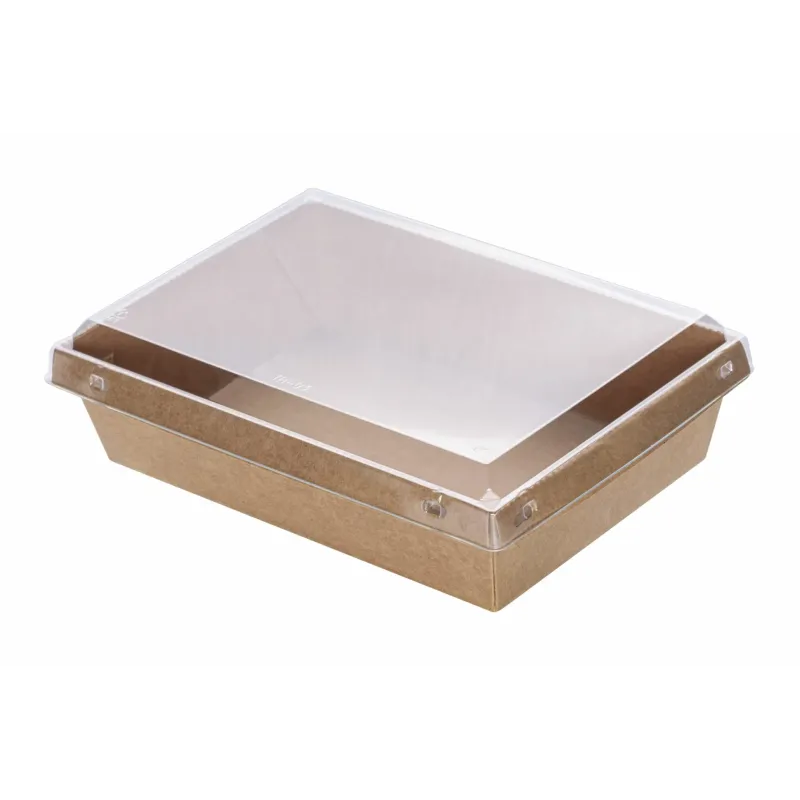 Kraft Paper Food Containers 700 ml (17x13x5,5) with PET Safelock Lid (SET) 25 Pcs.