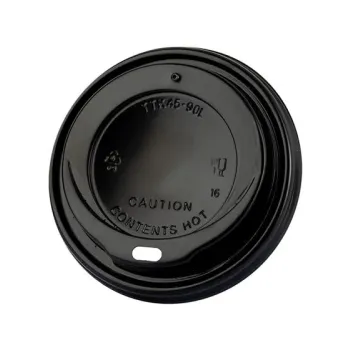 PS HOT SIP LID 90mm BLACK 100 Pcs