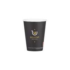 Χάρτινο Ποτήρι 12oz 90mm Μονού Τοιχώματος Μαύρο Gourmet — 1000τμχ