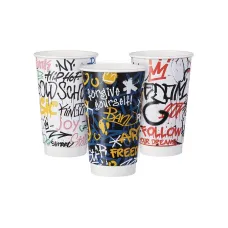Χάρτινο Ποτήρι 16oz 90mm Διπλού Τοιχώματος Graffiti — 500τμχ