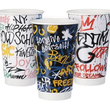 PAPER CUP 16OZ-90mm DW GRAFFITI MIX 500 Pcs