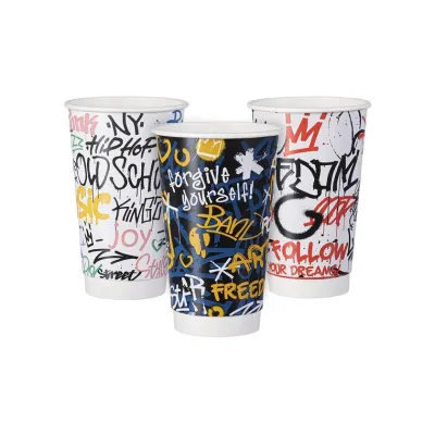 PAPER CUP 16OZ-90mm DW GRAFFITI MIX 500 Pcs