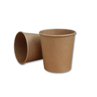 PAPER SOUP BOWL 26OZ 330GSM KRAFT PAPER +18G PE, 115X89X115 WITH LIDS
