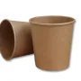 PAPER SOUP BOWL 26OZ 330GSM KRAFT PAPER +18G PE, 115X89X115 WITH LIDS