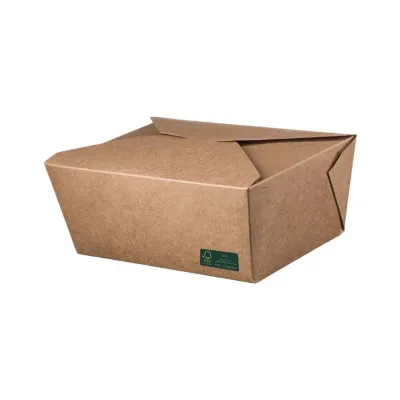 Kraft Paper Food Box FSC® Folder - Shaped 2000 ml. 50 pcs.
