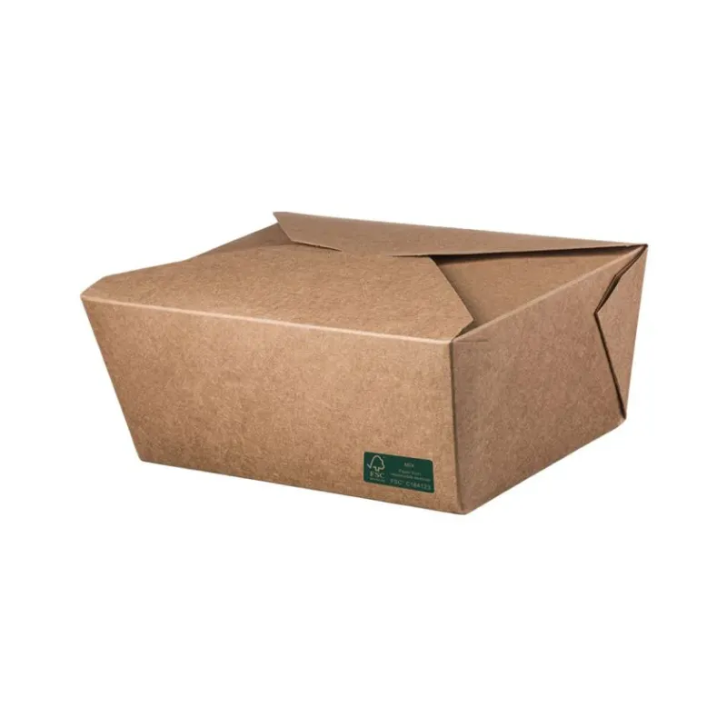 Kraft Paper Food Box FSC® Folder - Shaped 2000 ml. 50 pcs. Kraft Paper Food Box FSC® Folder - Shaped 2000 ml. 50 pcs.