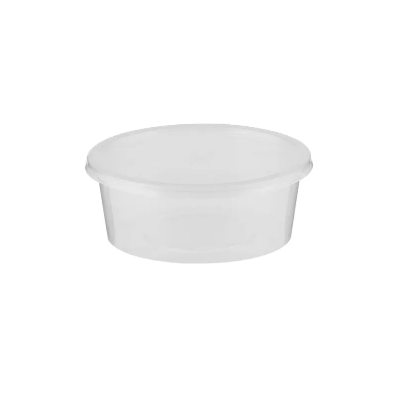 PP Clear Round Microwavable Container 250ML With Lids 500 PCS PP Clear Round Microwavable Container 250ML With Lids 500 PCS