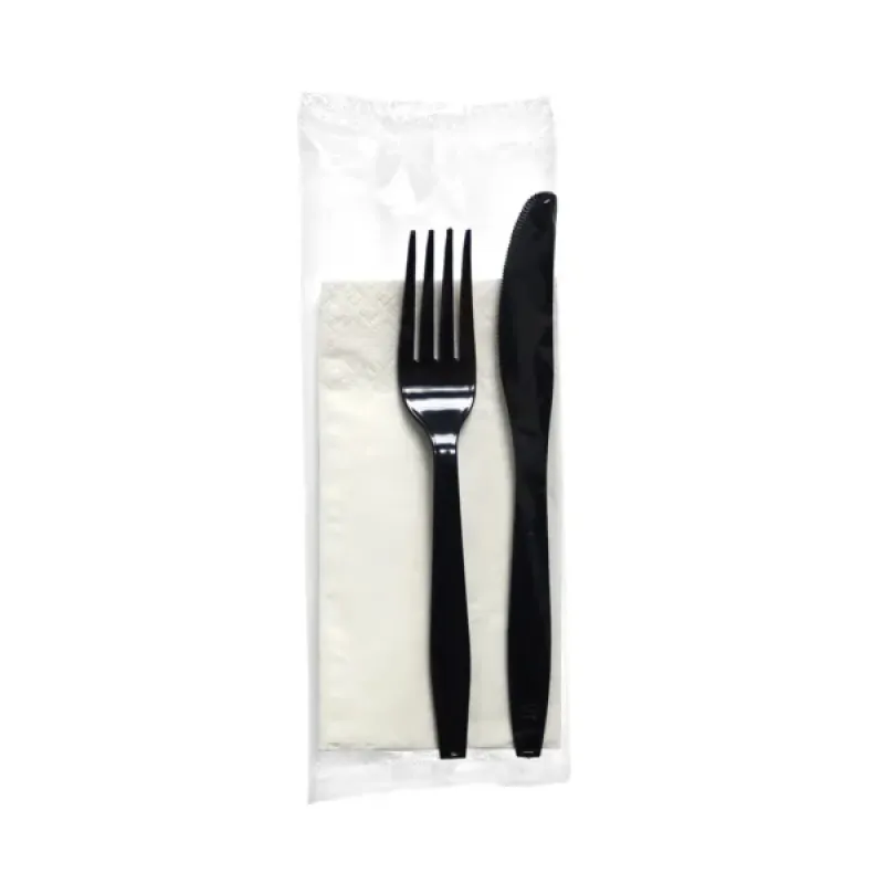 Cutlery Set Reusable Black K-F-N-S-T 5 in 1