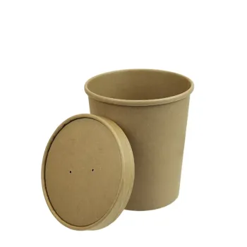 PAPER SOUP BOWL 26OZ 330GSM KRAFT PAPER +18G PE, 115X89X115 WITH LIDS PAPER SOUP BOWL 26OZ 330GSM KRAFT PAPER +18G PE, 115X89X115 WITH LIDS