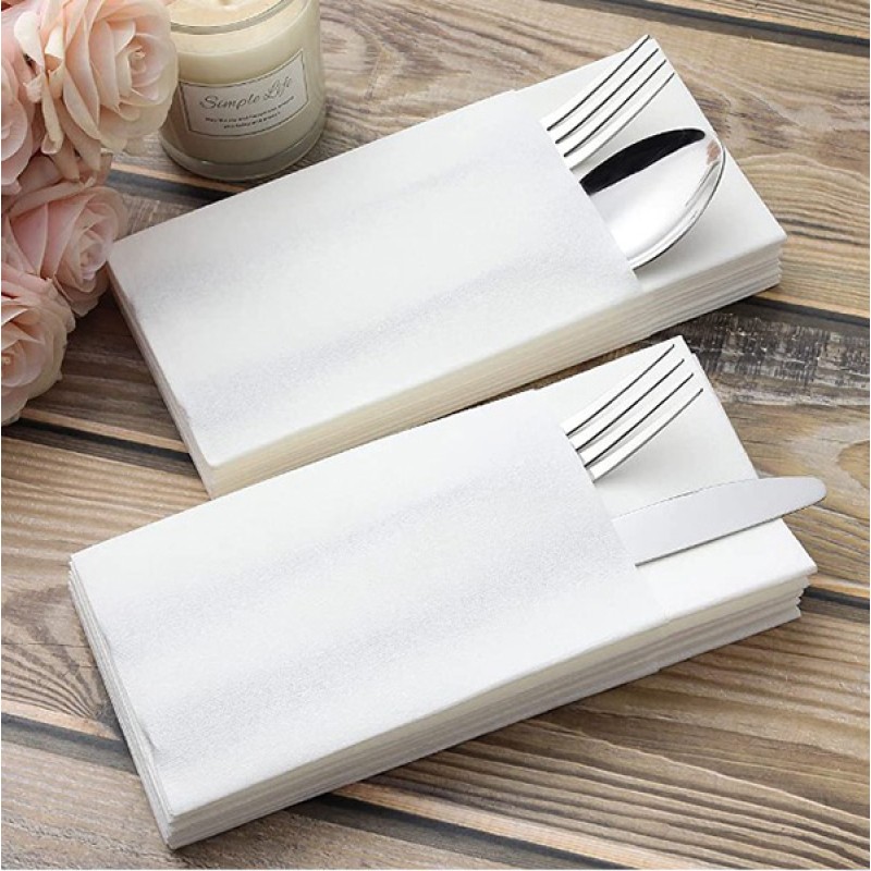 NAPKINS 2-PLY WHITE (38X38) POCKET LAMINATE 100 Pcs