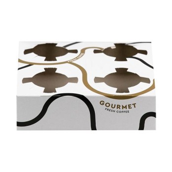 CUP HOLDER 4 COMPARTMENTS WHITE MATTE GOURMET 500pcs