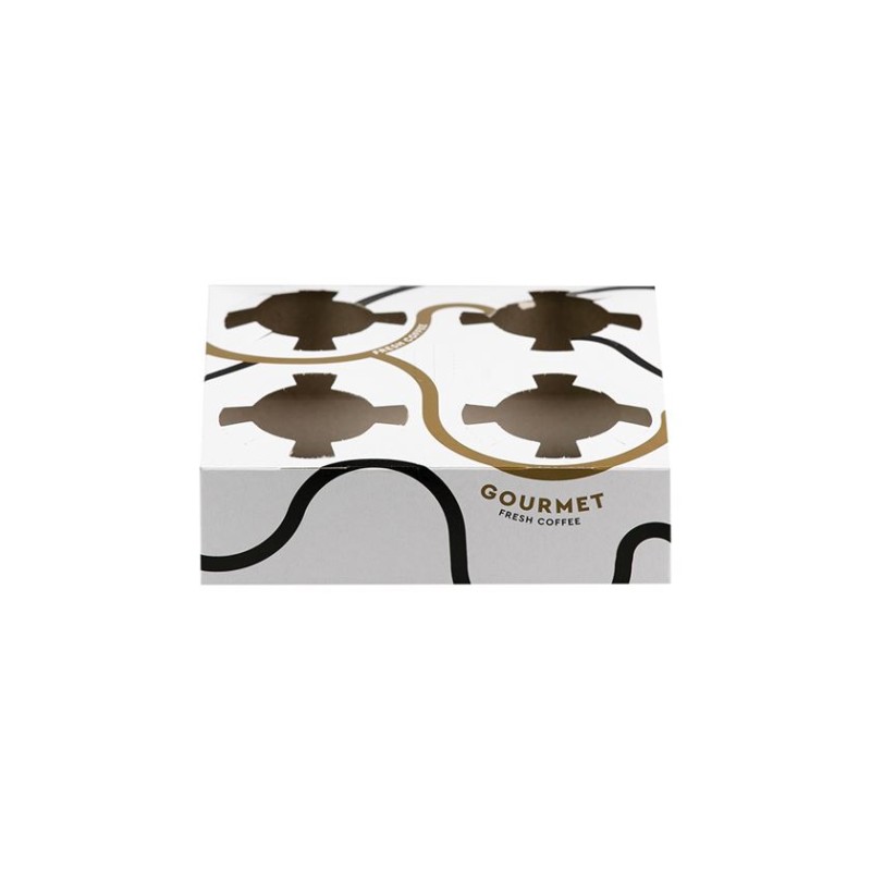 CUP HOLDER 4 COMPARTMENTS WHITE MATTE GOURMET 500pcs