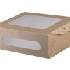 RECTANGULAR KRAFT FOOD CONTAINER 2000ml (20,4x14,2x7,4) WITH PET DOUBLE WINDOW LID 50 PCS