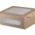 Ορθογώνιο Δοχείο Φαγητού Kraft 2000ml 20,4x14,2x7,4cm με Καπάκι PET Διπλού Παραθύρου — 50τμχ