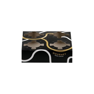 CUP HOLDER 4 COMPARTMENTS BLACK MATTE GOURMET 500pcs.