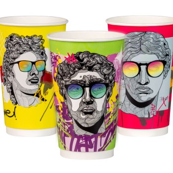 PAPER CUP 16ΟΖ DW POP ART DESIGN MIX 500Pcs