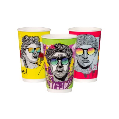 PAPER CUP 16ΟΖ DW POP ART DESIGN MIX 500Pcs