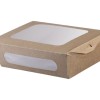 RECTANGULAR KRAFT FOOD CONTAINER 1500ml (20,4x14x7) WITH PET DOUBLE WINDOW LID  50pcs