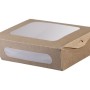 RECTANGULAR KRAFT FOOD CONTAINER 1500ml (20,4x14x7) WITH PET DOUBLE WINDOW LID  50pcs