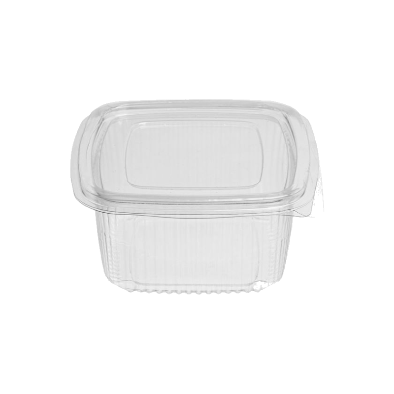 Clear PET Container 500ml Rectangular Hinged Lid — 600 pcs